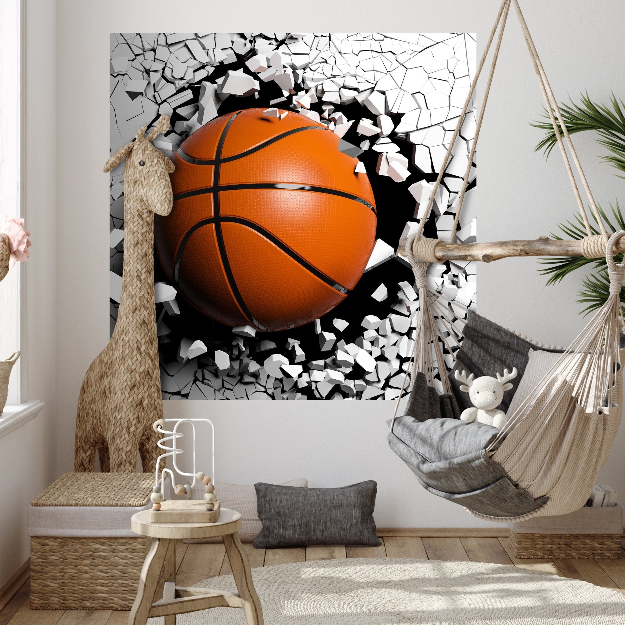 Quadratische Fototapete Wanddurchbruch mit Basketball M0040 - Bild 3