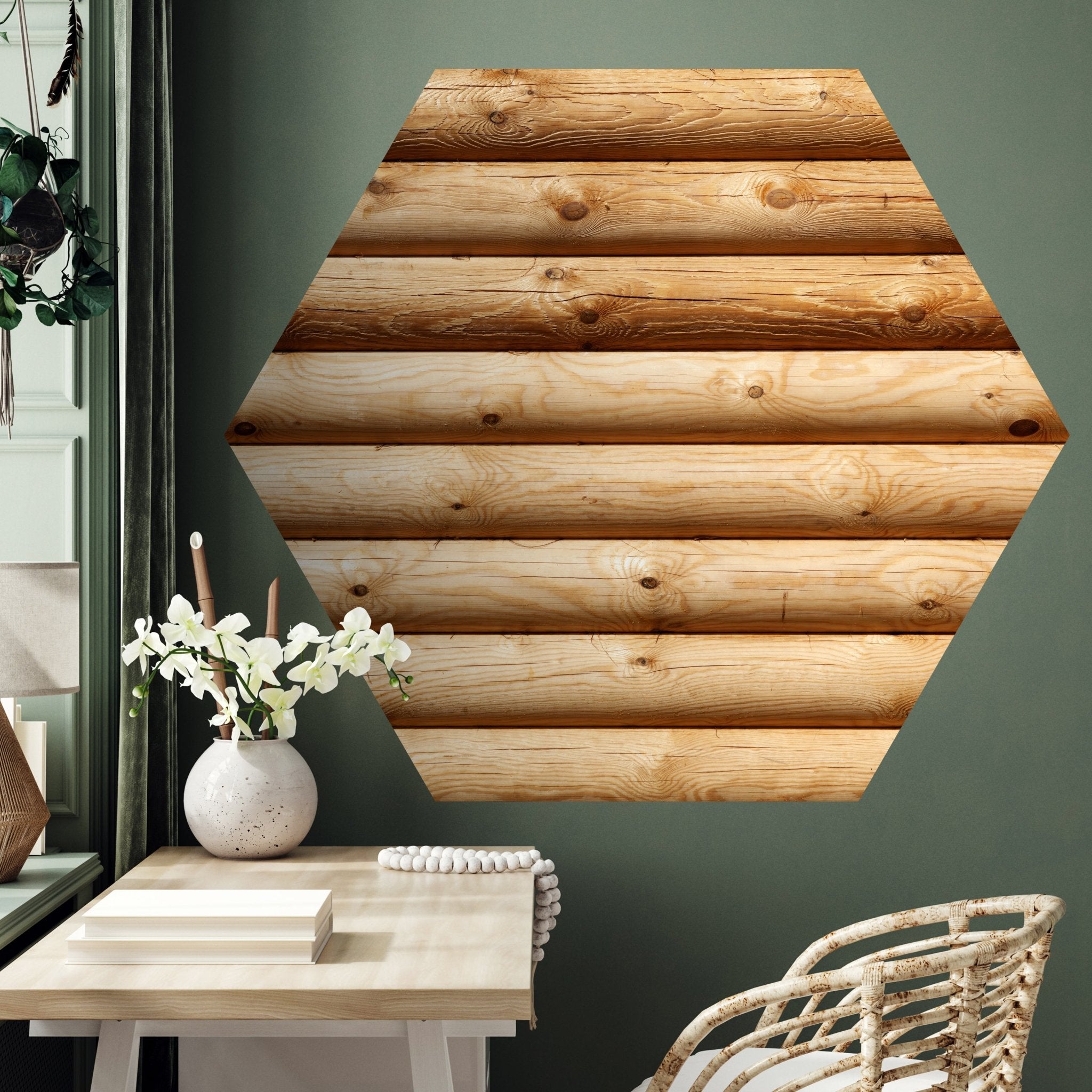 Hexagon-Fototapete Holz Wand M0046 - Bild 3