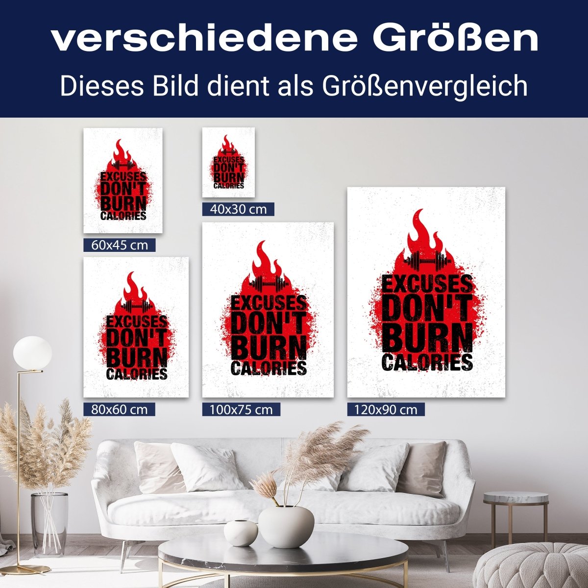 Leinwandbild Motivation, Hochformat, burn calories M0068 kaufen - Bild 8