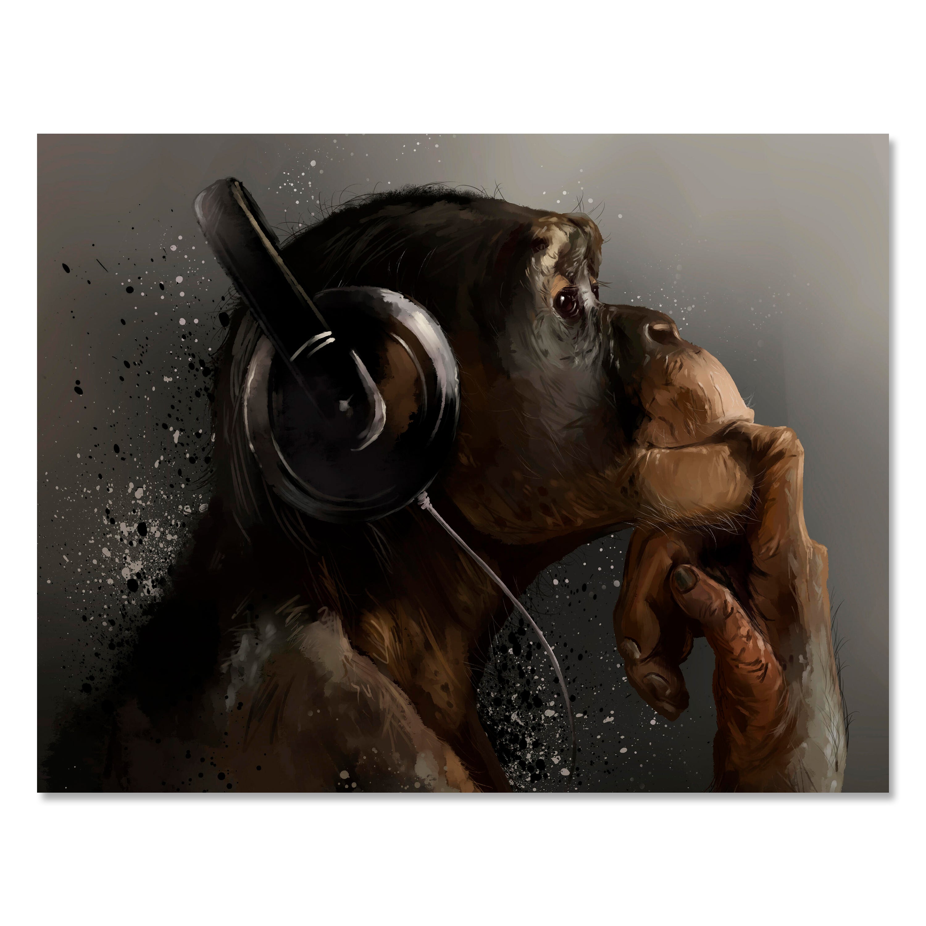 Leinwandbild Tiere, Querformat, Affe Kopfhörer M0099 kaufen - Bild 1