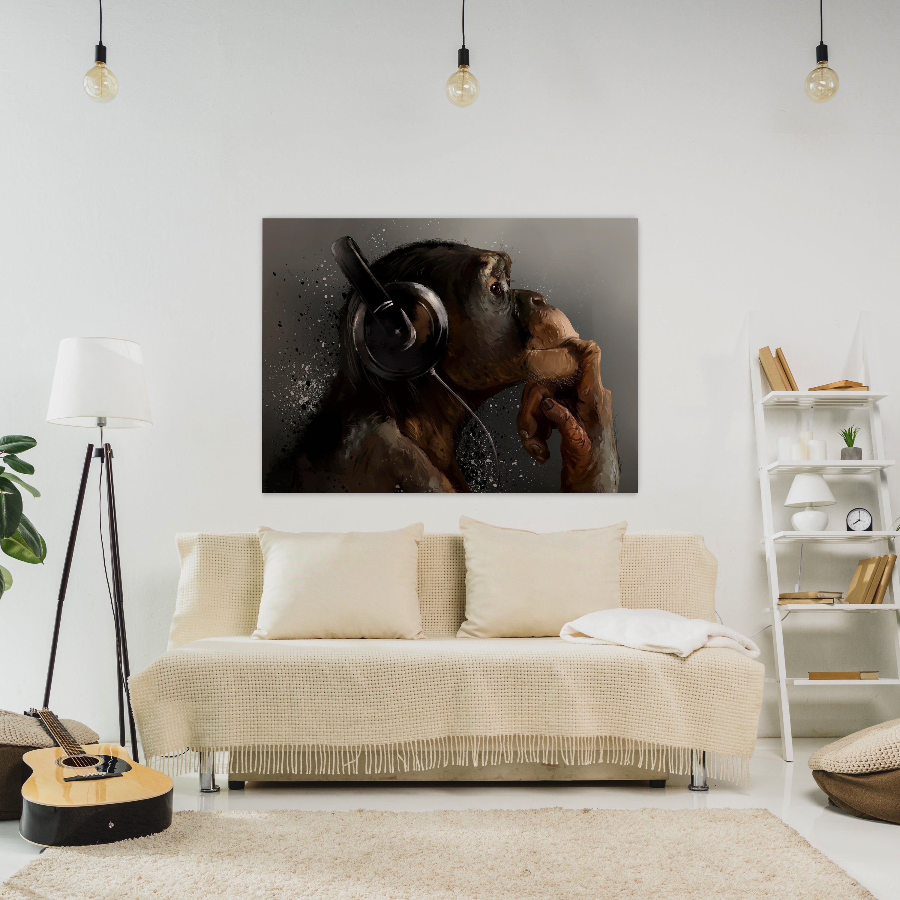Leinwandbild Tiere, Querformat, Affe Kopfhörer M0099 kaufen - Bild 2