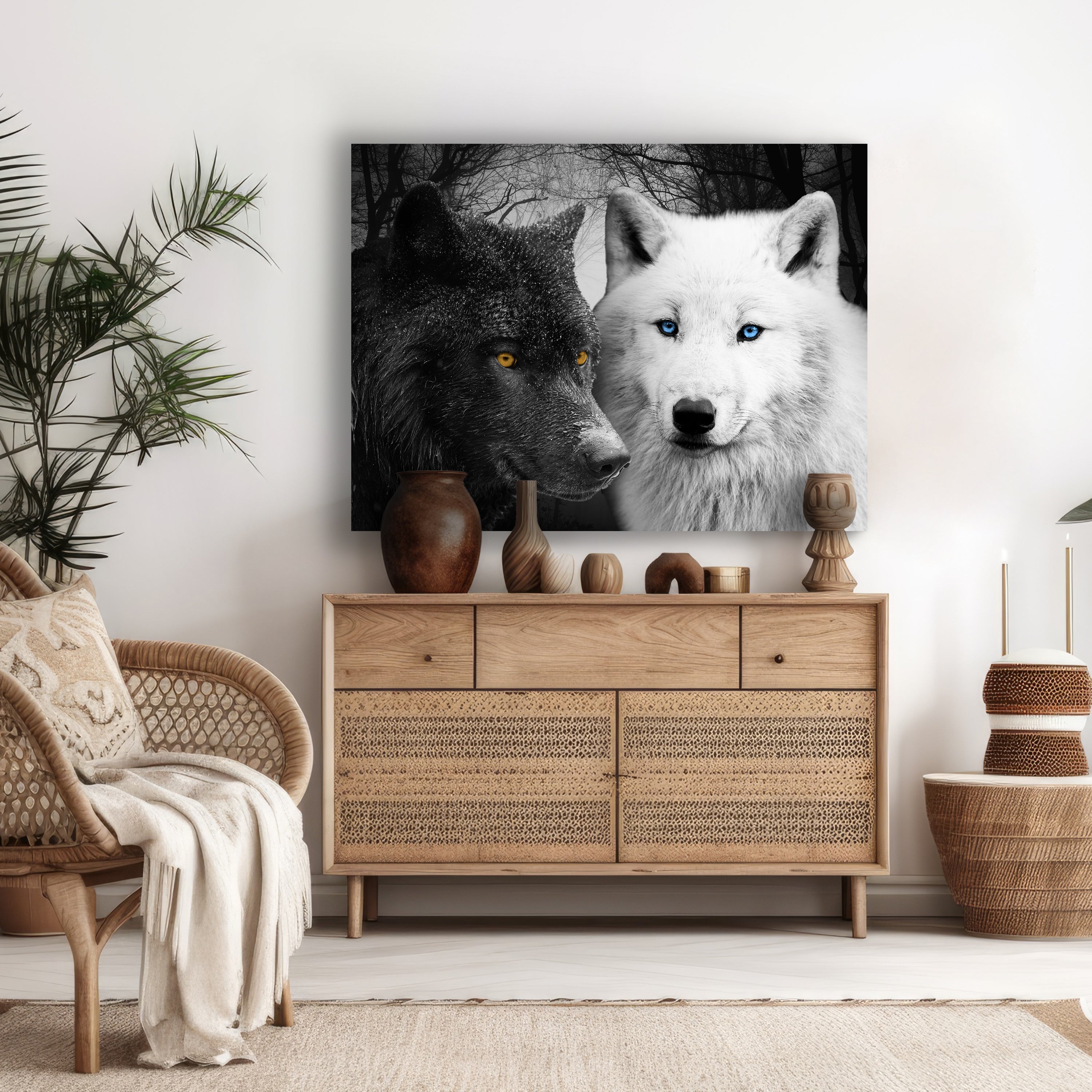 Leinwandbild Tiere, Querformat, Wölfe Schwarz & Weiß M0103 kaufen - Bild 2