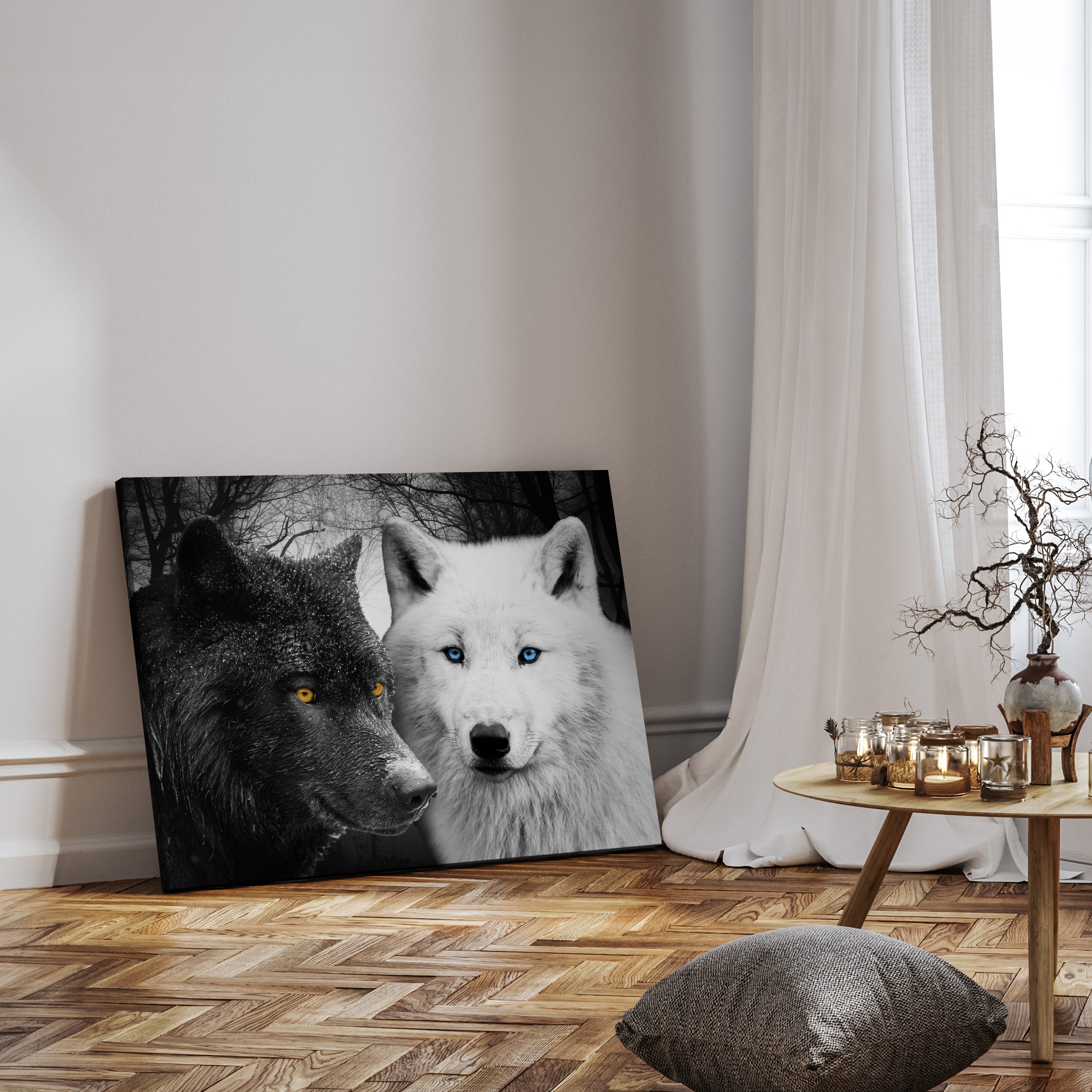 Leinwandbild Tiere, Querformat, Wölfe Schwarz & Weiß M0103 kaufen - Bild 3
