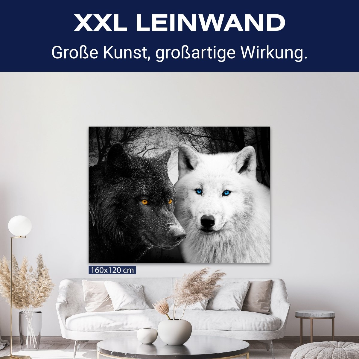 Leinwandbild Tiere, Querformat, Wölfe Schwarz & Weiß M0103 kaufen - Bild 9