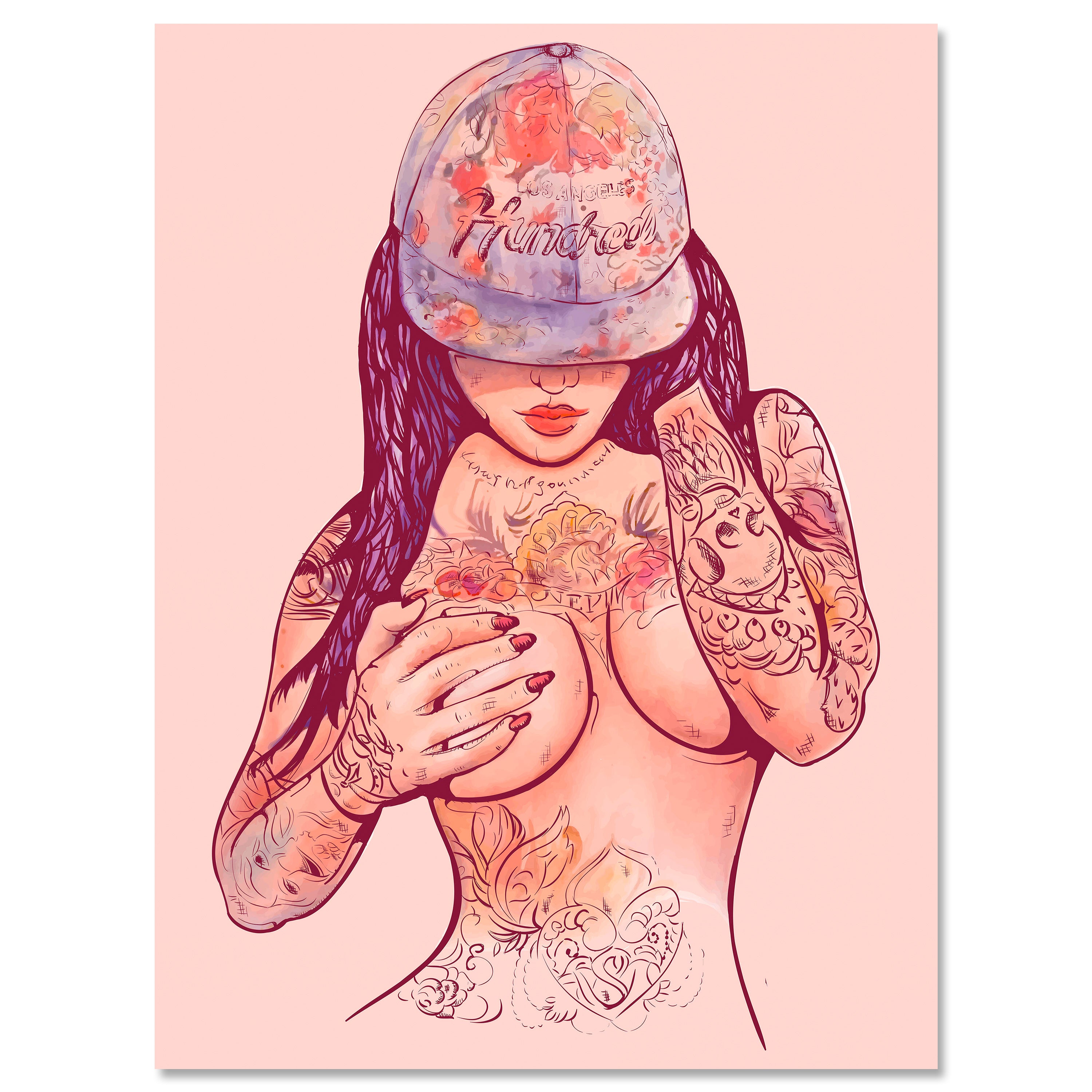 Leinwandbild starke Frauen, Hochformat, Frau mit Tattoos Comic M0137 kaufen - Bild 1