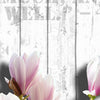 Door wallpaper wood pink flowers M0540