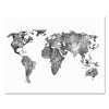 Impression sur toile carte du monde noir et blanc M0542