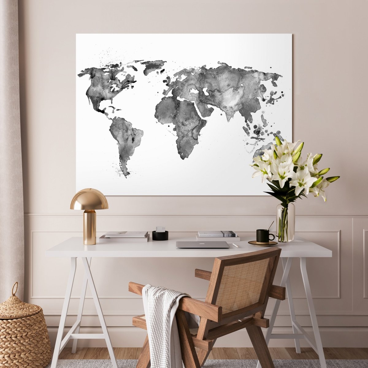 Leinwandbild Schwarz-Weiß, Weltkarte M0542 kaufen - Bild 2
