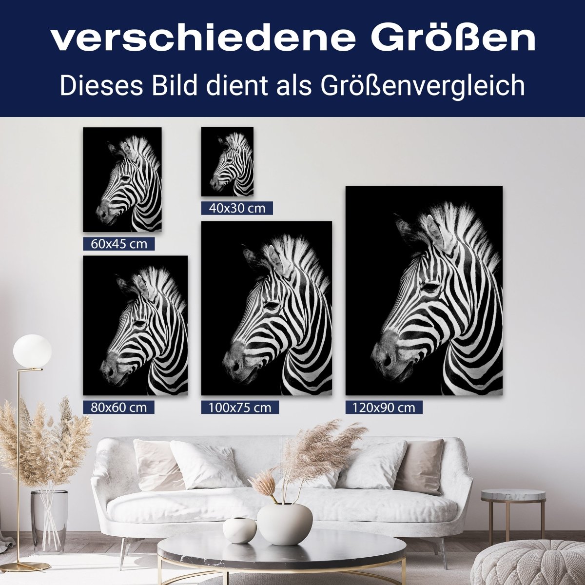 Leinwandbild Schwarz-Weiß, Zebra M0545 kaufen - Bild 8