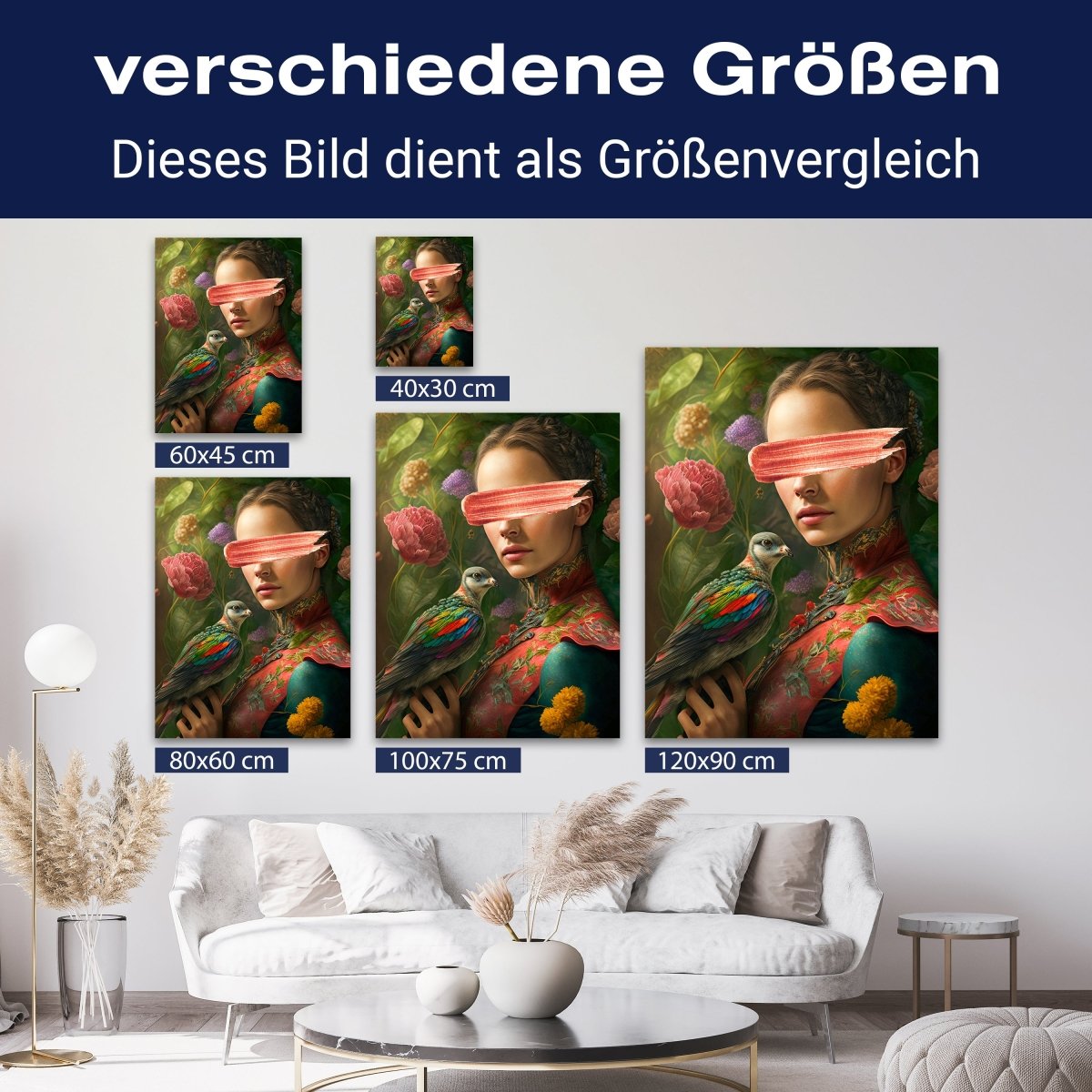 Leinwandbild Digital Art, Frau, Taube, Hochformat M0601 kaufen - Bild 8