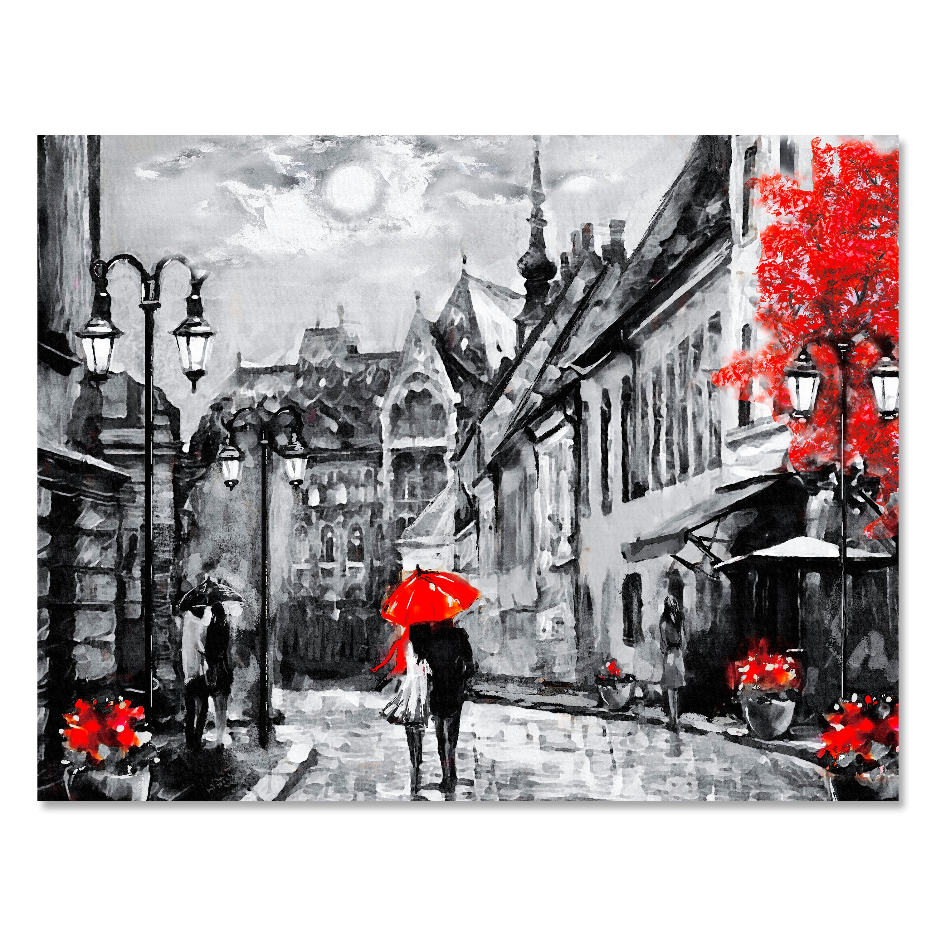 Leinwandbild Malerei, Paar, Regenschirm, Querformat M0611 kaufen - Bild 1