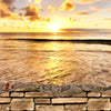 Türtapete 3D Sonnenuntergang am Meer - Steinmauer M0662