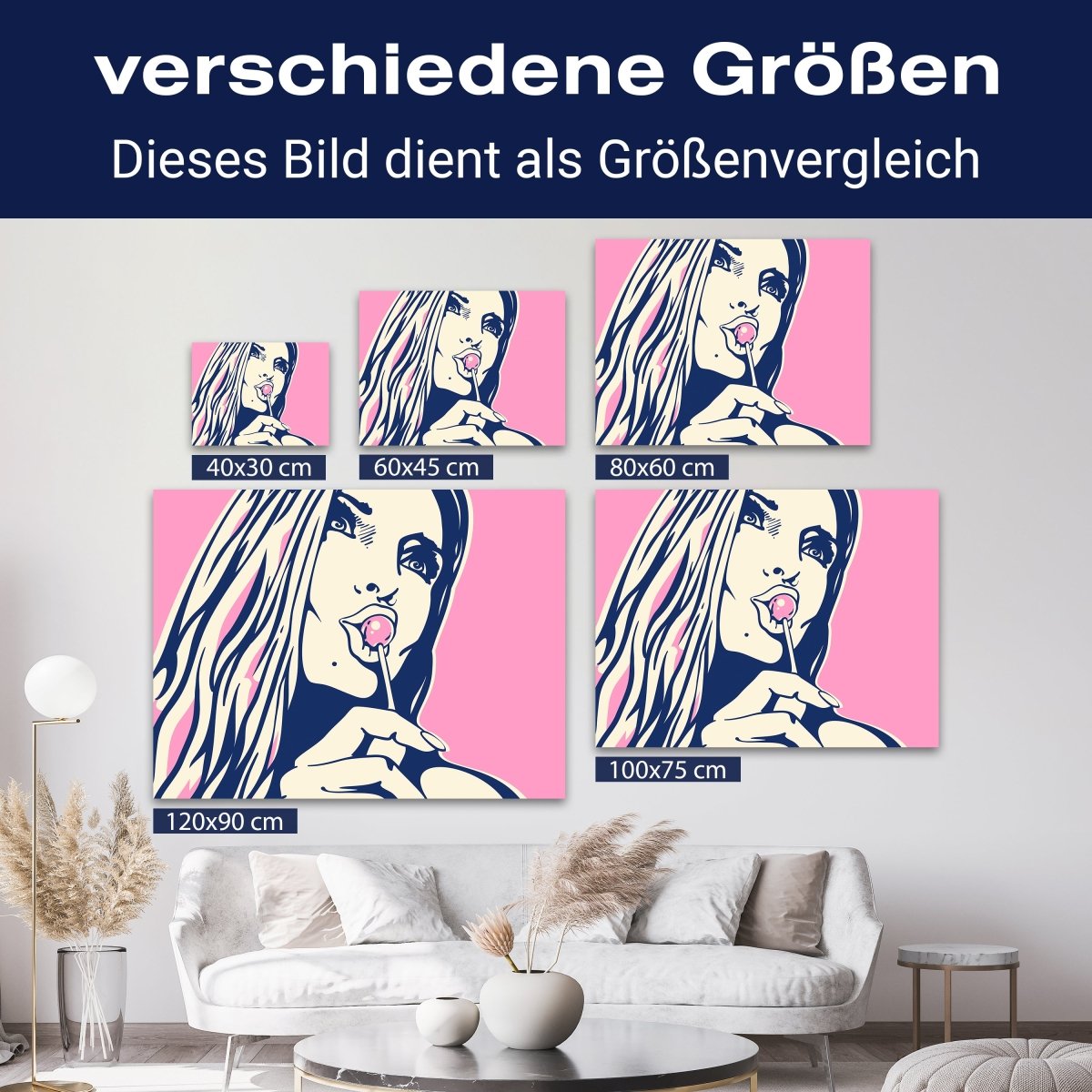 Leinwandbild Pop Art Stil, Frau, Querformat M0666 kaufen - Bild 8