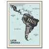 Canvas picture, world map, South America, portrait format M0682