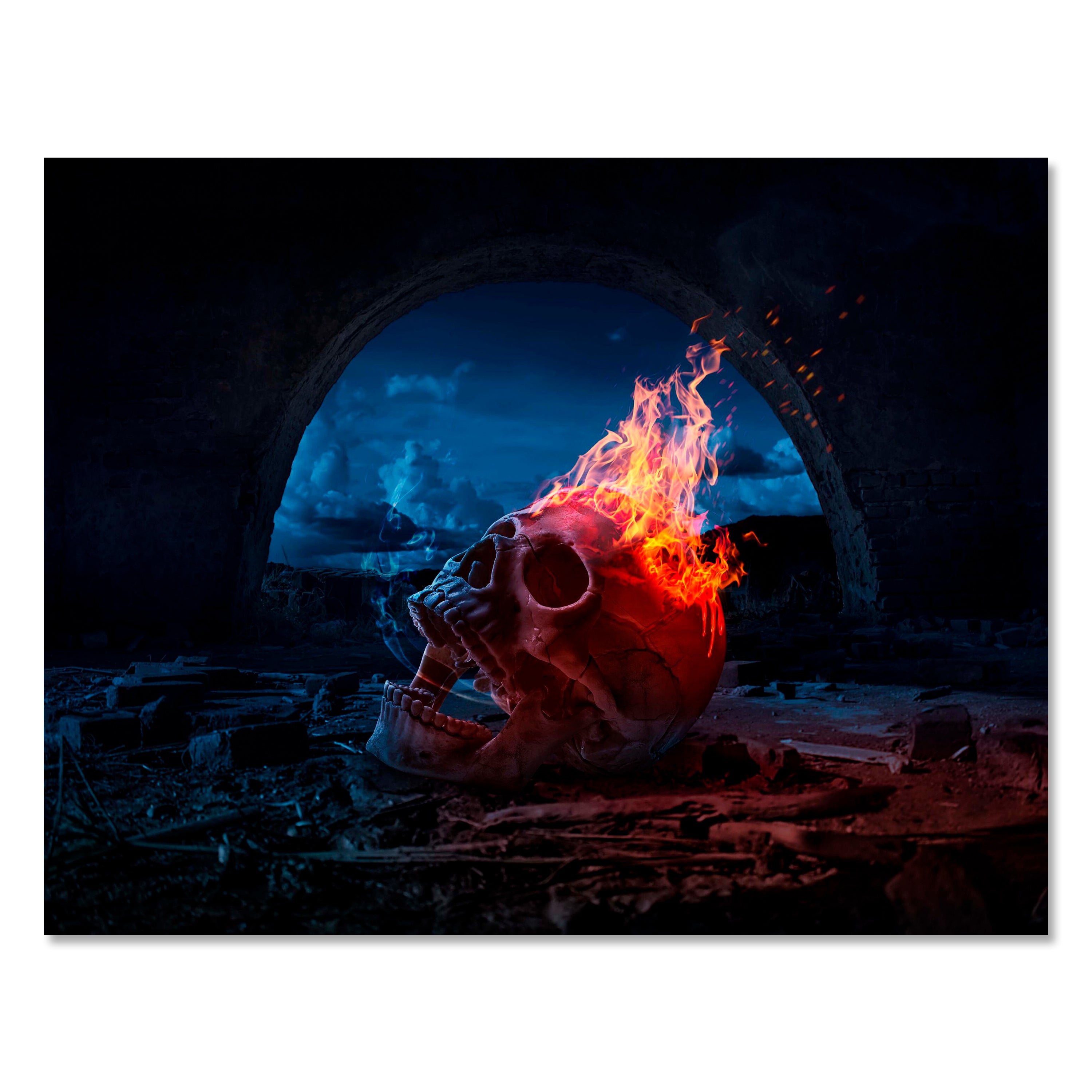 Leinwandbild Totenkopf, Feuer, Gothic, Querformat M0735 kaufen - Bild 1