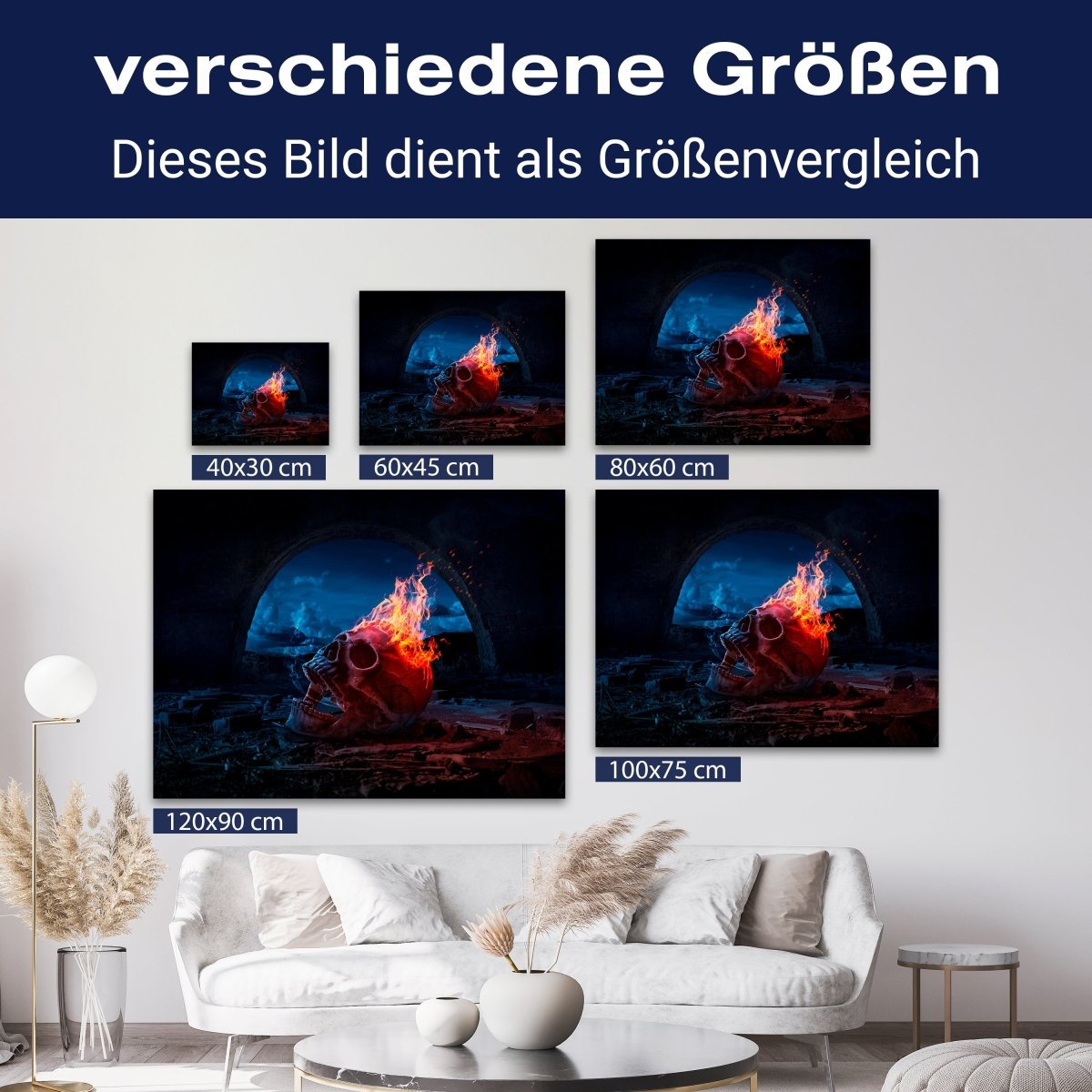Leinwandbild Totenkopf, Feuer, Gothic, Querformat M0735 kaufen - Bild 8