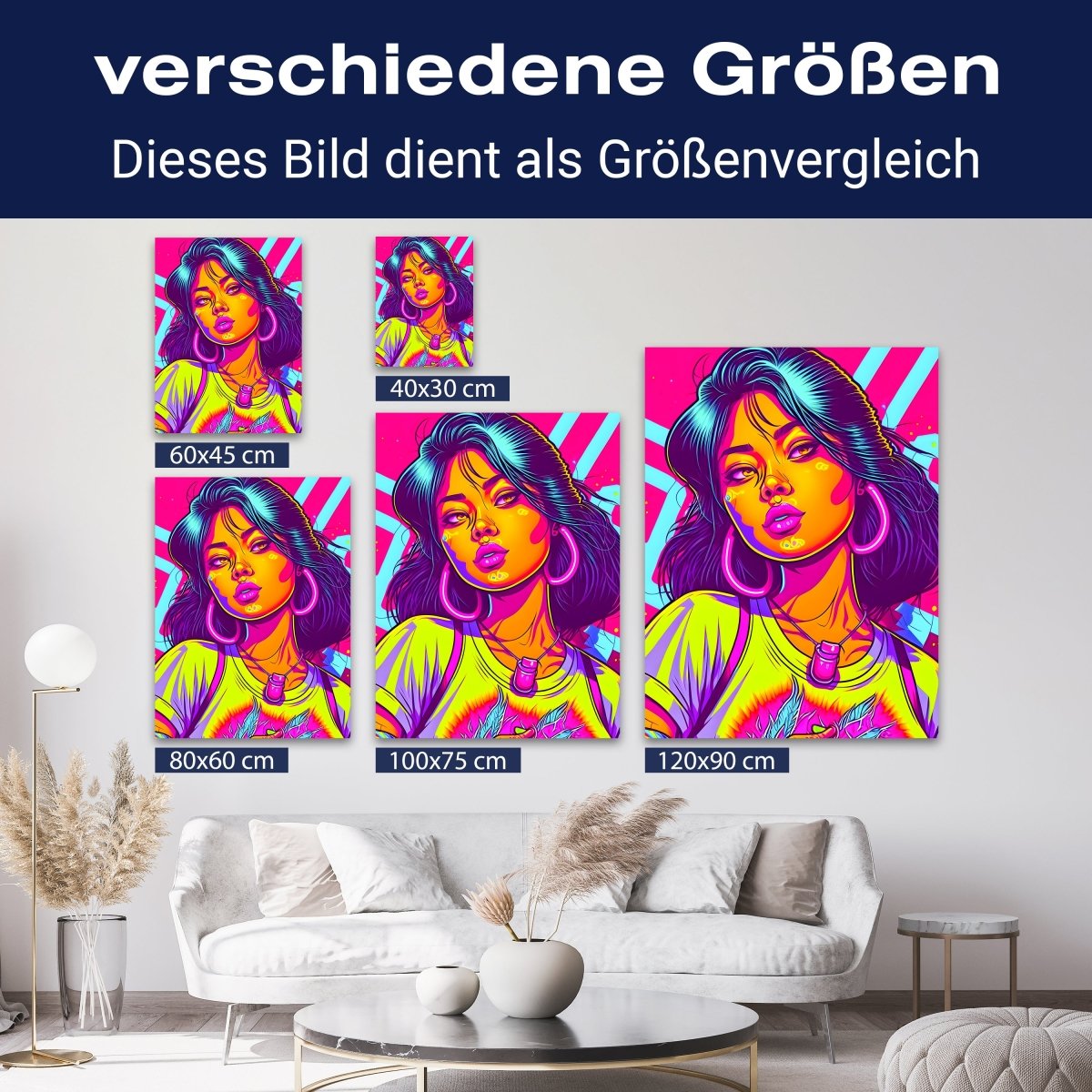 Leinwandbild Pop Art Stil, Asiatin, Hochformat M0760 kaufen - Bild 8