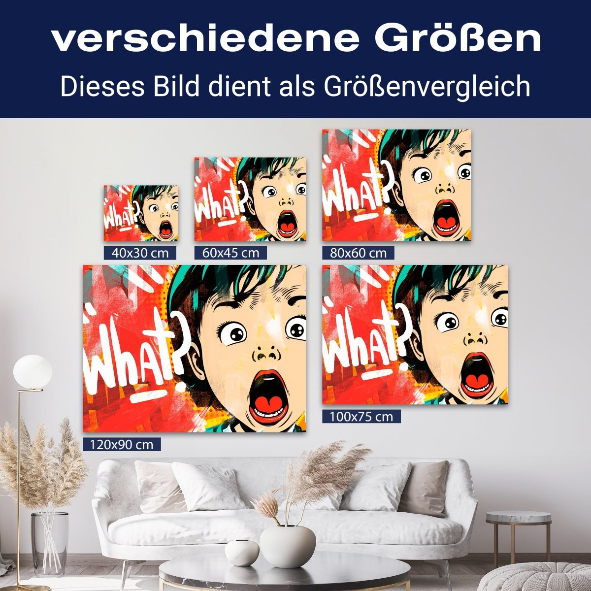 Leinwandbild Pop Art Stil, What, Querformat M0764 kaufen - Bild 8