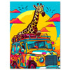 Leinwandbild Digital Art, Giraffe, Jeep, Safari, Hochformat M0789