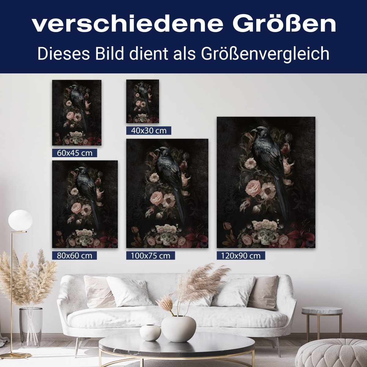 Leinwandbild Totenkopf, Rabe, Gothic, Hochformat M0791 kaufen - Bild 8