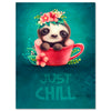 Canvas picture, saying Chill, sloth portrait format M0792