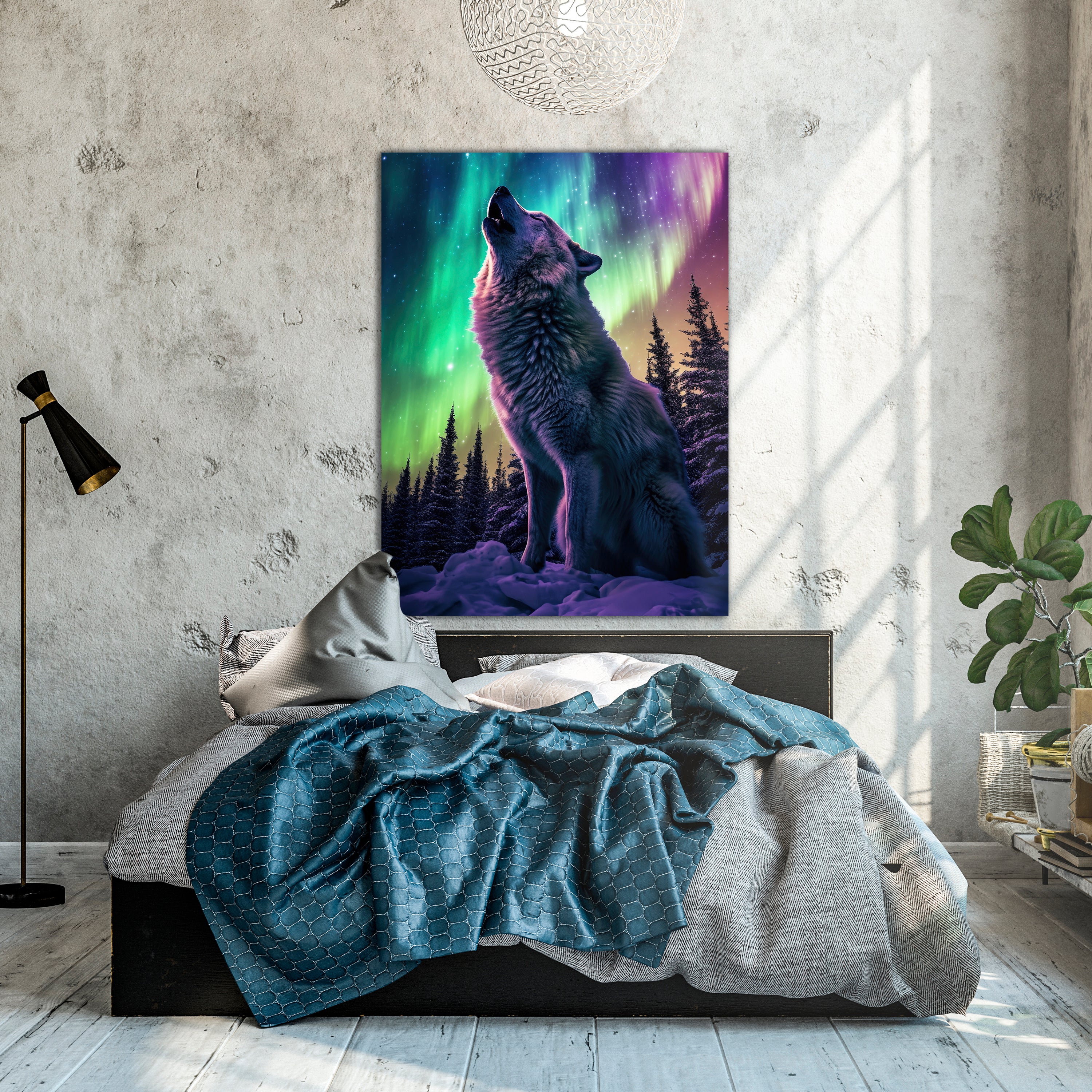 Leinwandbild Wolf, Polarlicht, Hochformat M0793 kaufen - Bild 2