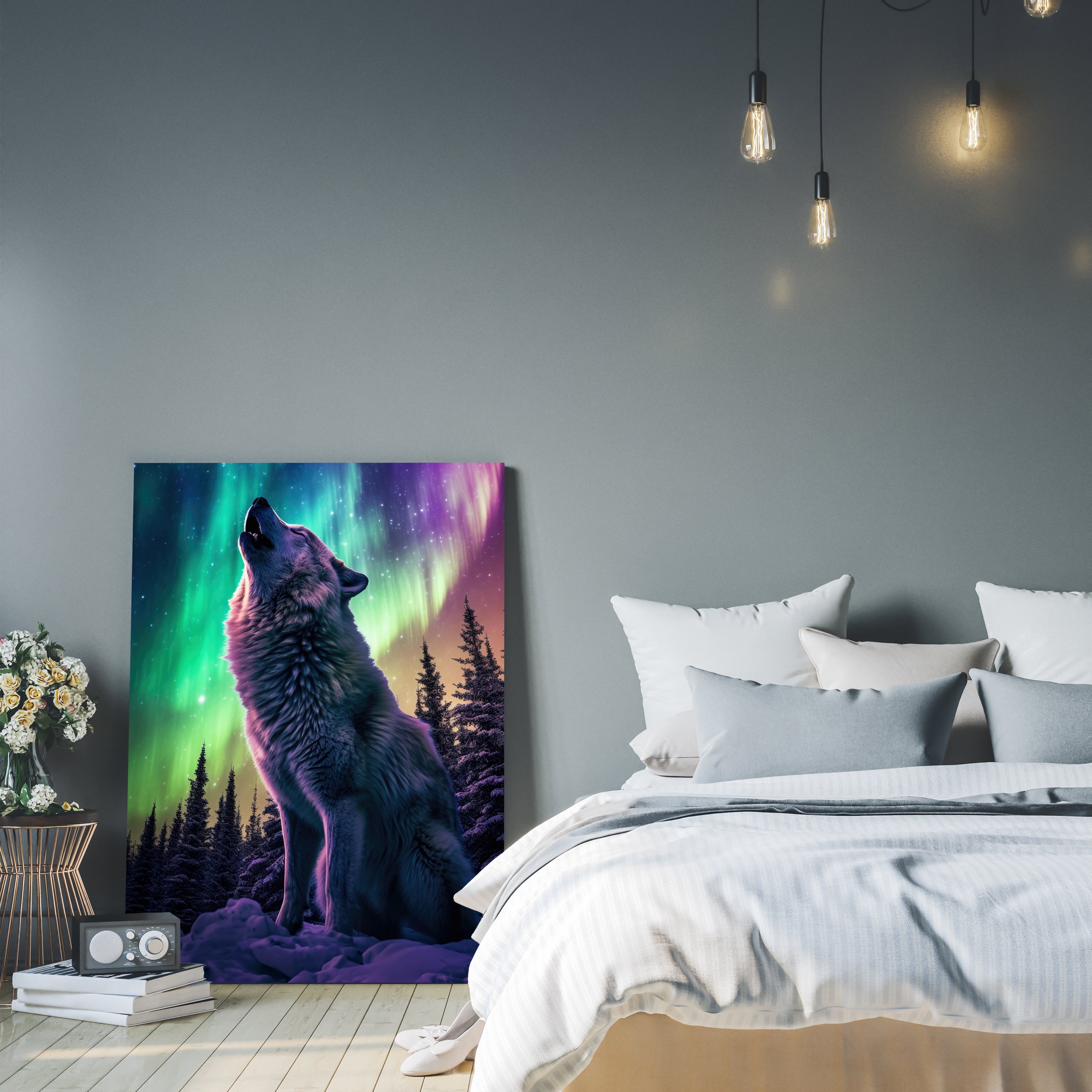 Leinwandbild Wolf, Polarlicht, Hochformat M0793 kaufen - Bild 3
