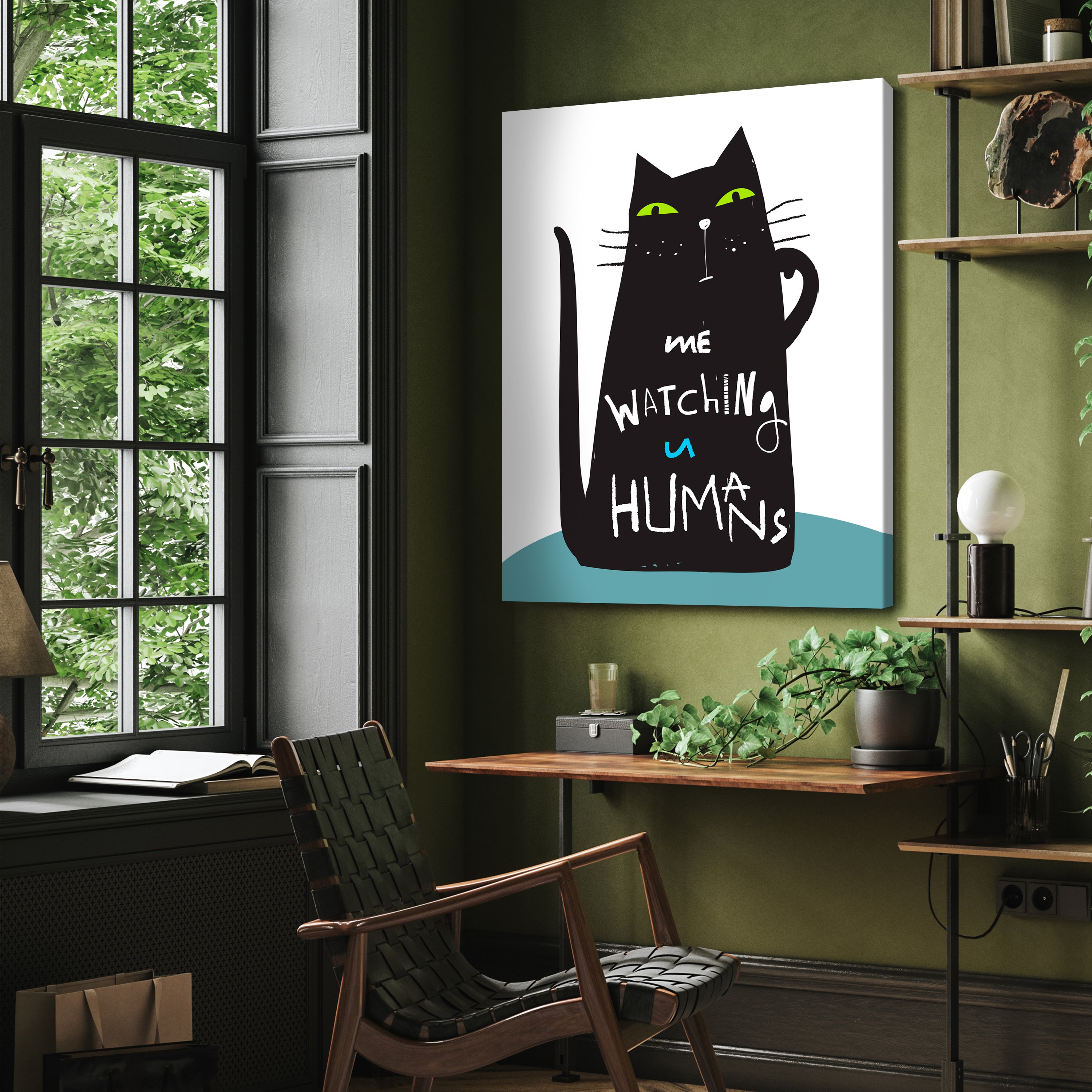 Leinwandbild Katze, Spruch, Watching Humans M0803 kaufen - Bild 3
