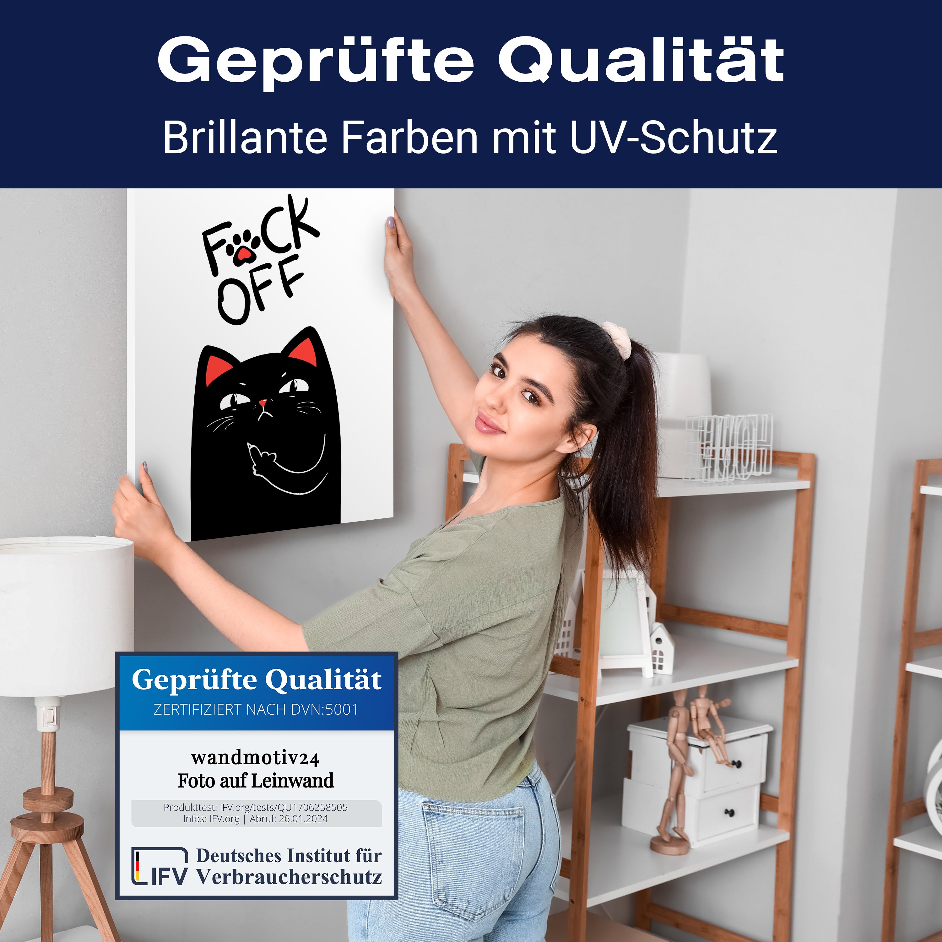 Leinwandbild Katze, Spruch, Hochformat M0805 kaufen - Bild 4