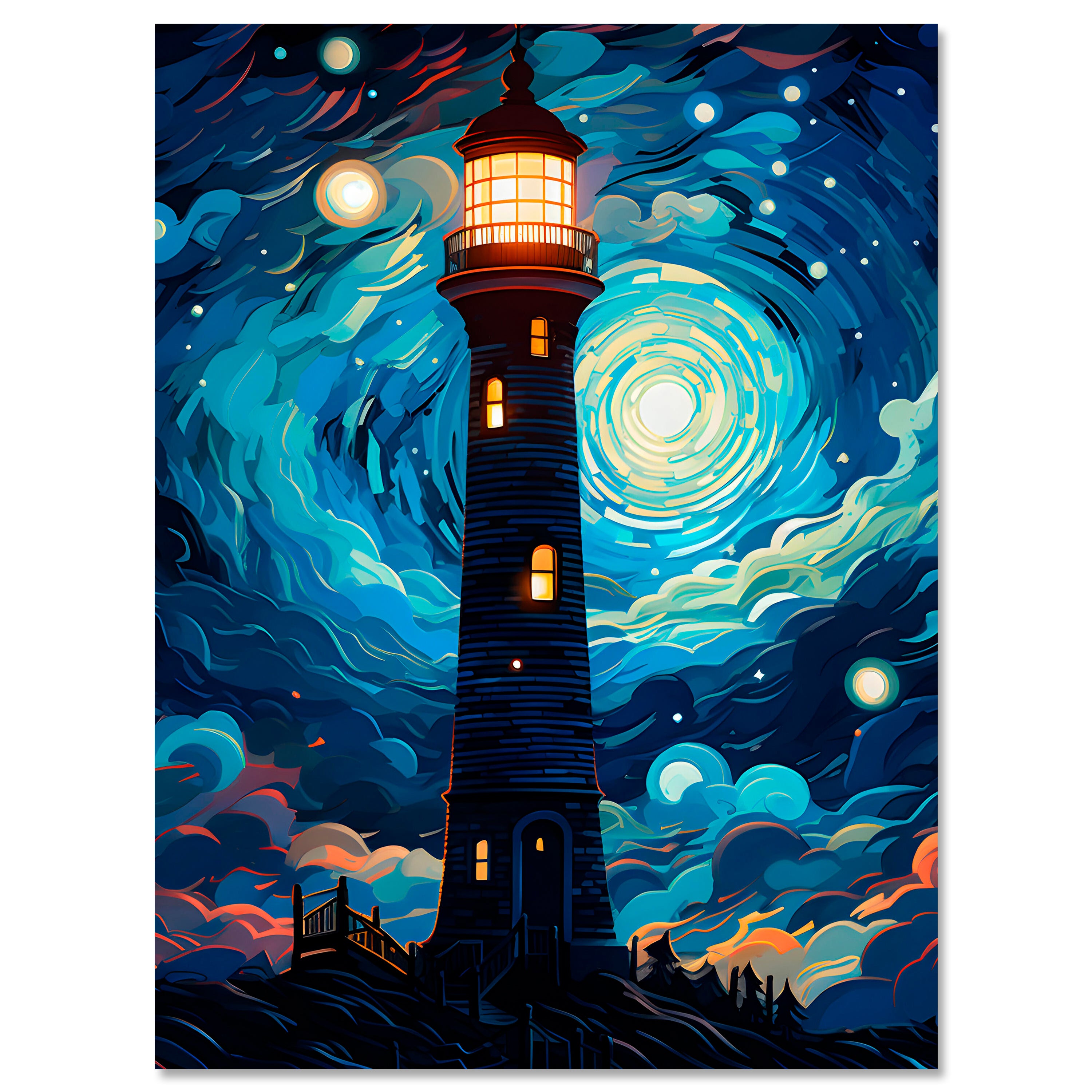 Leinwandbild Leuchtturm, Nacht, Hochformat M0810 kaufen - Bild 1