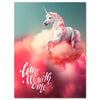 Canvas picture, fantasy, unicorn, saying, portrait format M0815