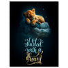 Canvas picture, saying Dream, lion, portrait format M0818