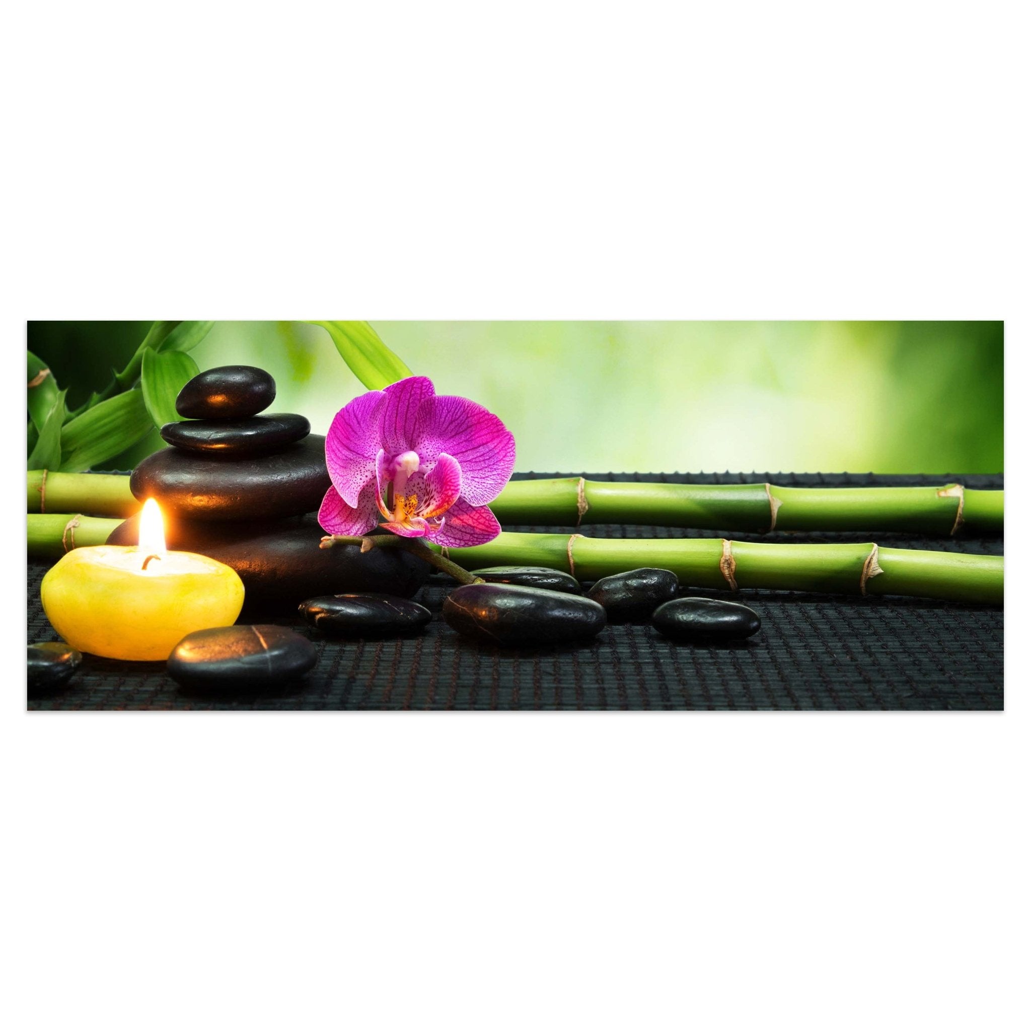 Leinwandbild Steine, Kerze & Blüte, Bambus, Wellness M1099 kaufen - Bild 1