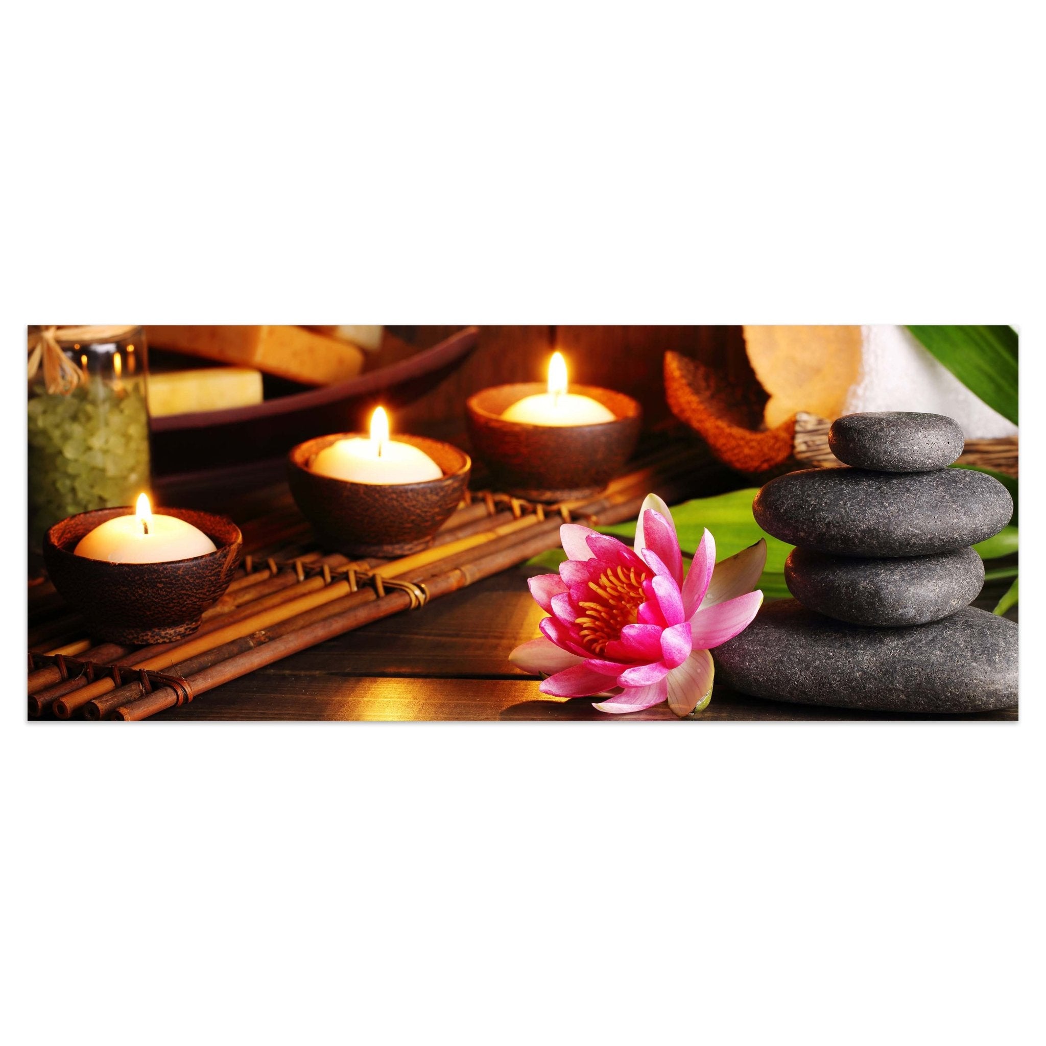 Leinwandbild Steine, Kerzen & Blüte, Lotus, Wellness M1100 kaufen - Bild 1