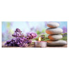 Canvas print tea light, stones, lavender, wellness M1102