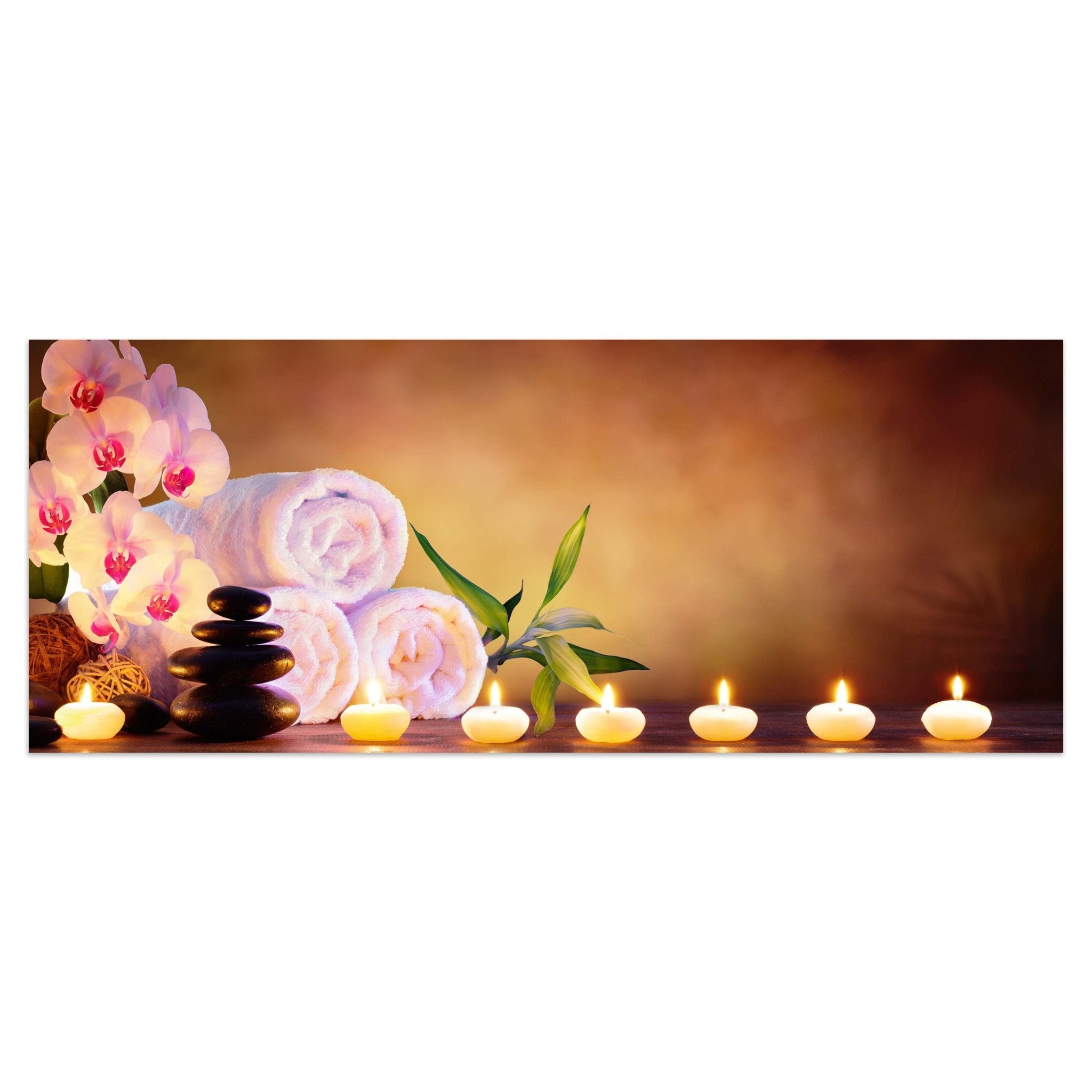 Leinwandbild Kerzen, Steine, Kirschblüten, Bambus M1104 kaufen - Bild 1
