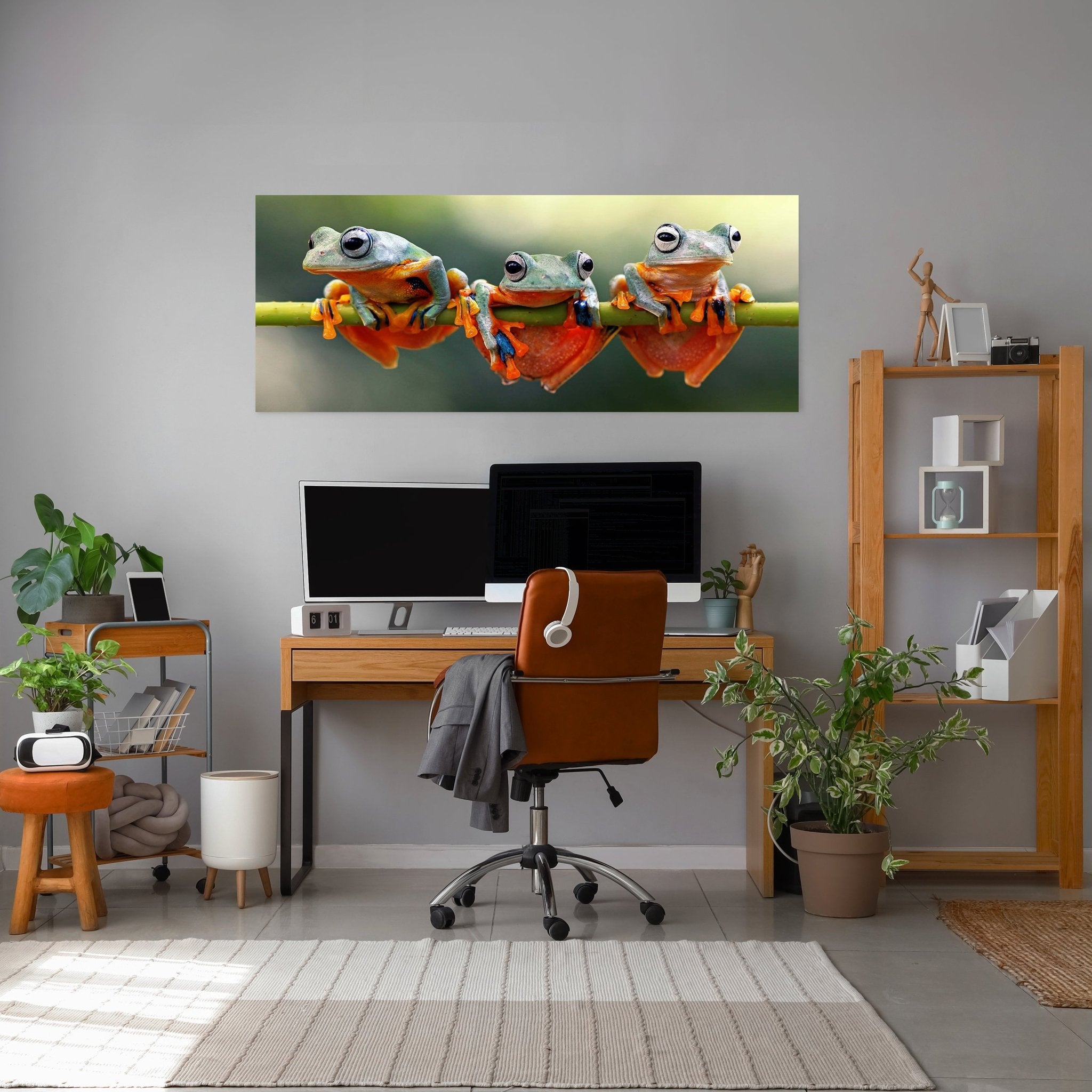 Leinwandbild Frosch, Frösche, Zweig, grün, orange M1113 kaufen - Bild 3