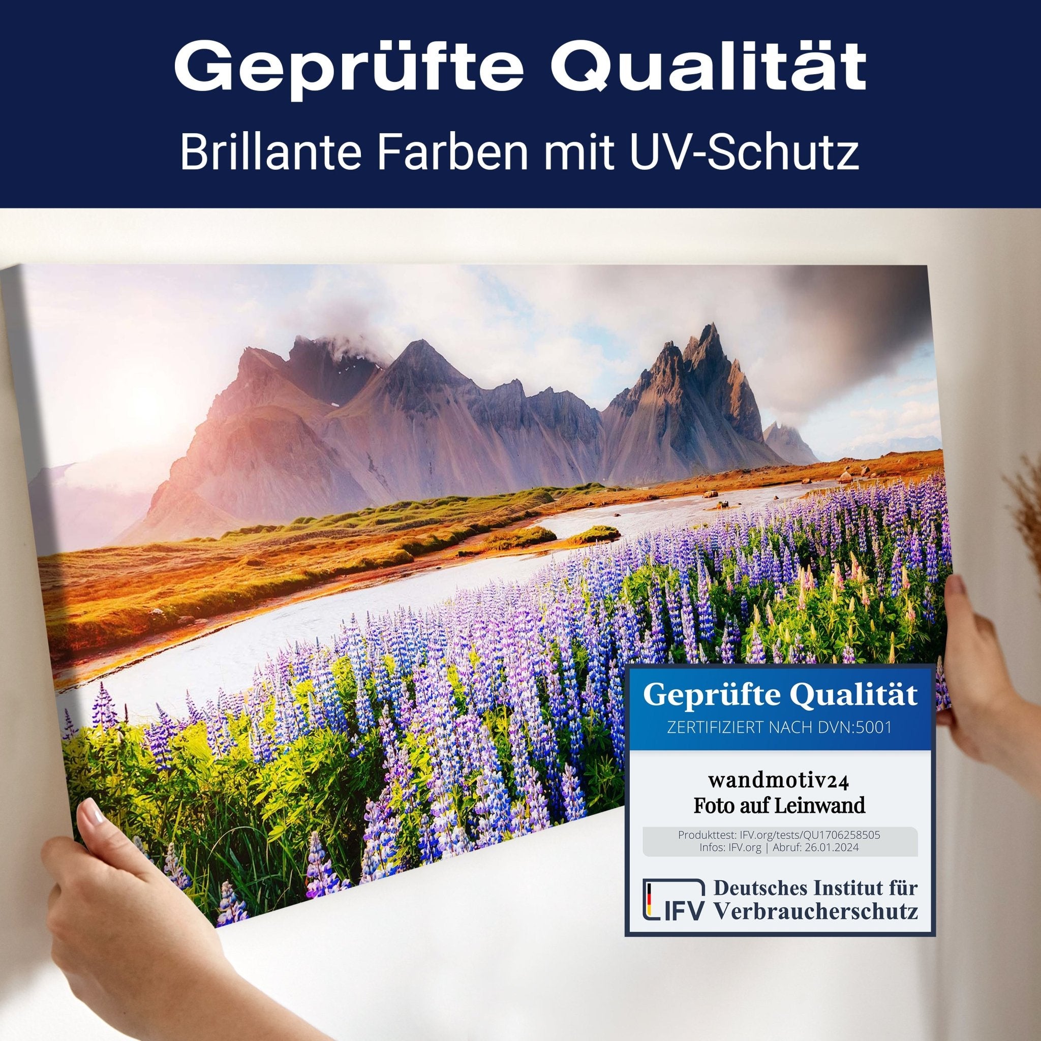 Leinwandbild Berge Lupinen Landschaft See M1129 kaufen - Bild 4