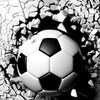 Türtapete Fussball durch Wand, 3D, Sport, Ball M1200