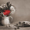 Crédence de cuisine table Kischen Sepia porcelaine fleurs M1203