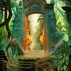 Wall mural stone gate in the jungle, fire, tiger M1355