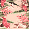 Papier peint de porte motif plantes fleurs feuilles rose M1358