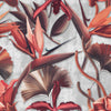Papier peint de porte fleurs & feuilles rouges, plantes, béton M1360
