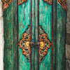 Türtapete dekorierte Holztür, Grün, Tür, Deko M1378