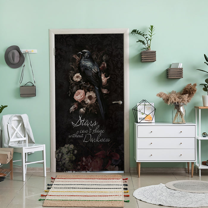 Türtapete Rabe, Gothic, Totenkopf, Spruch M1463