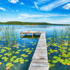 Door wallpaper jetty, lake, water lilies M1482