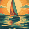 Door wallpaper sailboat, sun, illustration M1485