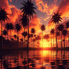 Door wallpaper palm trees, beach, sunset M1488