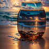 Door wallpaper sea, beach, glass bottle M1505