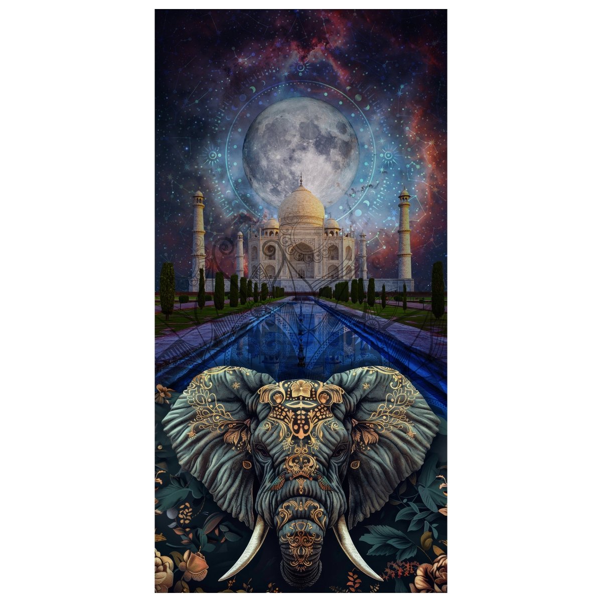 Türtapete Elefant, Taj Mahal, blau M1532 - Bild 2